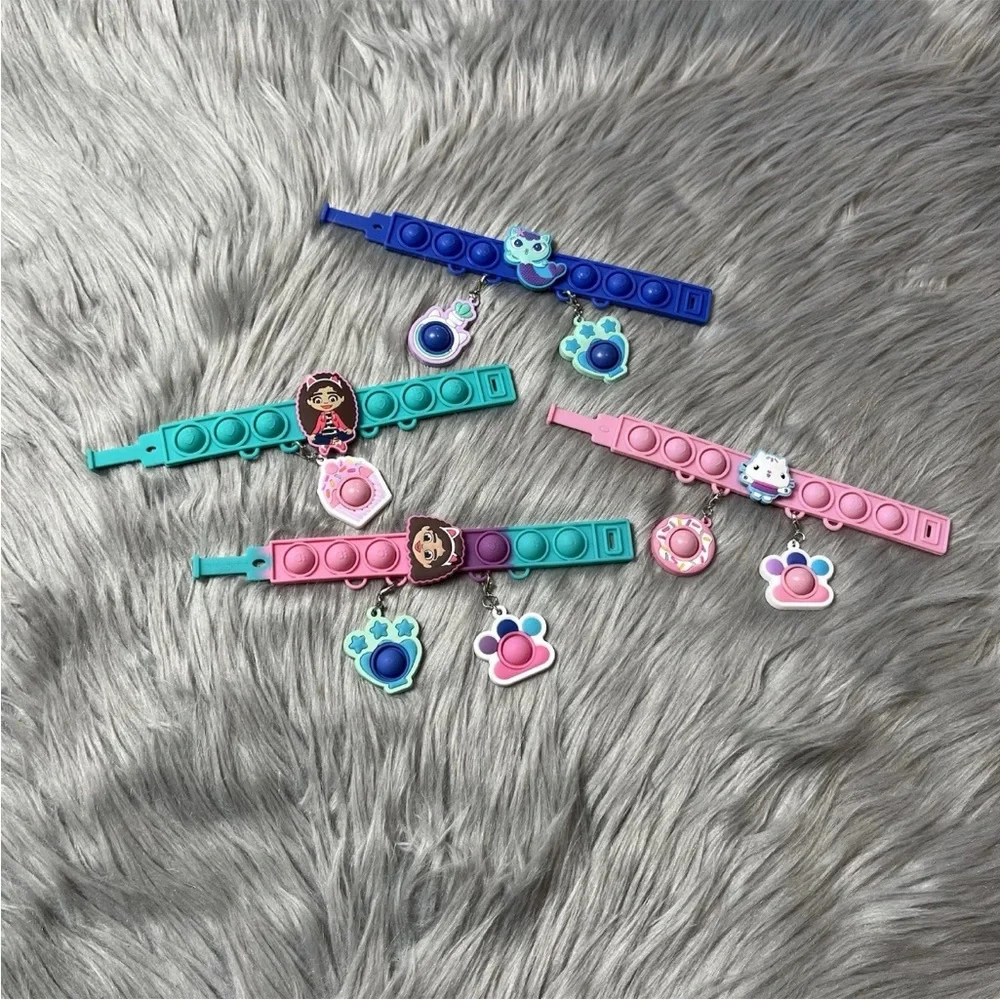Gabbys Dollhouse Pop Eeze Fidget Rubber Bracelet Bundle Of 4